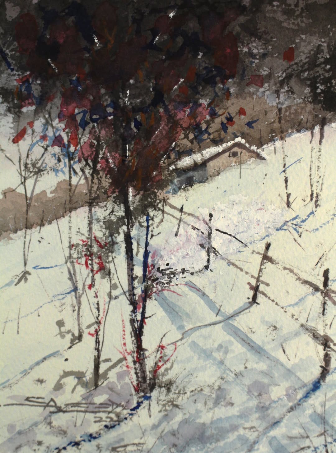 Snow and the tree